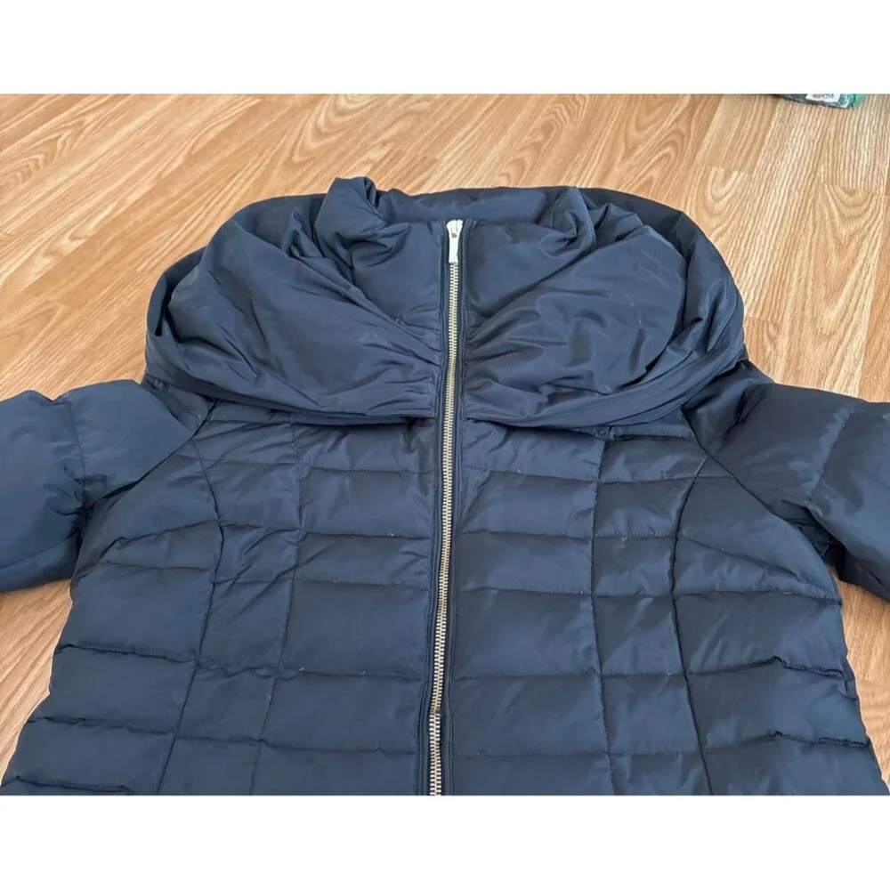 Cole Haan Coat Womens Med Black Puffer Quilted Down Zip Pockets Hooded - Picture 7 of 9